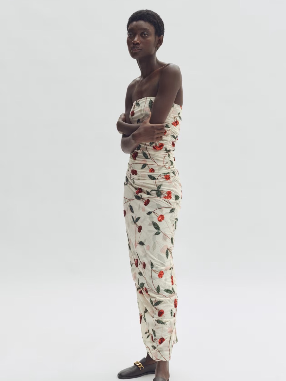 SoldOUT NWT Stella McCartney embellished cherry strappless maxi dress SMALL